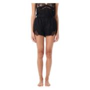 Anine Bing Svart Sidenblandning Spets Shorts Black, Dam