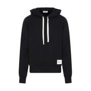 Jil Sander Svart Bomull Huva Sweatshirt Black, Herr