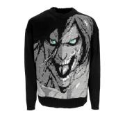 Dolly Noire Attack Titan Sweater Ribbad Crewneck Broderad Black, Herr