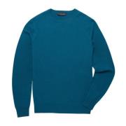 Brooks Brothers Tröja i lammull med rund hals Blue, Herr