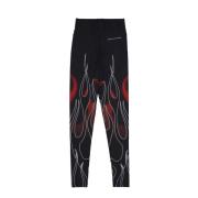 Vision OF Super Flames Print Svart/Röd Leggings Kvinnor Multicolor, Da...