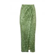 Nenette Glitter Midi Kjol med Slits fram Green, Dam