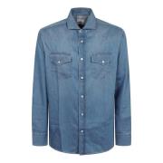 Brunello Cucinelli Neutral Bomull Skjorta Aw24 Blue, Herr