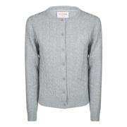 Sun68 Rund Hals Kabelstickad Kofta Gray, Dam