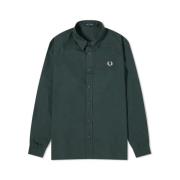 Fred Perry Raglan Overshirt i Bomull-Polyester Blandning Green, Herr