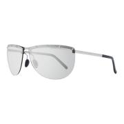 Porsche Design Silver Ovala Solglasögon med Bruna Linser Gray, Dam