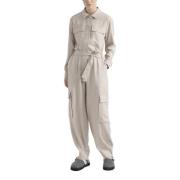 Peserico Viskos och ullflanell jumpsuit Beige, Dam