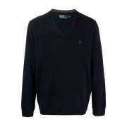 Polo Ralph Lauren Blå Stickad Tröja med Broderi Blue, Herr