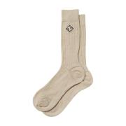 Peserico Broderad merinoullstrumpa Beige, Dam