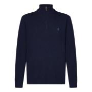 Polo Ralph Lauren Blå Ullstickad Tröja Kvart-Zip Blue, Herr