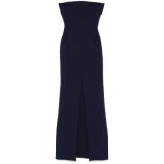 Solace London Navy Blue Strapless Dress Blue, Dam