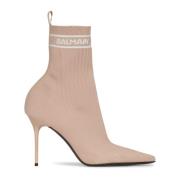 Balmain Stretchstickad Skye ankelboots Pink, Dam