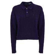 Polo Ralph Lauren Kashmir Långärmad Stickad Polo Purple, Dam