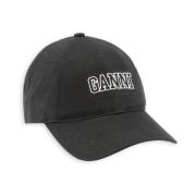 Ganni Svart Broderad Logotyp Keps Black, Unisex