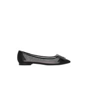 Roger Vivier Svart Mesh Ballet Flats Black, Dam