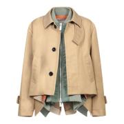 Sacai Beige Jacka med Dragkedja Beige, Dam