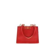 Carolina Herrera Lyxig Shoppingväska med Initialer Insignia Red, Dam