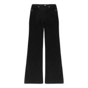 7 For All Mankind Moderne Wide-Leg Denim Jeans i Svart Black, Dam