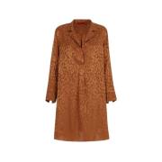 Carolina Herrera Leopard Siden Jacquard Klänning Brown, Dam