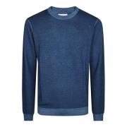 Sun68 Vintage Rund Ris - Klassisk Stil Blue, Herr