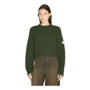 MM6 Maison Margiela Distressed Ullblandad Crewneck Sweater Green, Dam