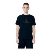 Moncler Bomull Jersey Logo Applique T-shirt Black, Herr