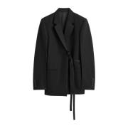 TotêMe Satin-Lapel Wrap Blazer Black, Dam