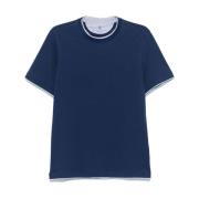 Brunello Cucinelli Lager Effekt Marinblå T-shirt Kortärmad Blue, Herr