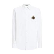 Dolce & Gabbana Logo Patch Bomull Skjorta White, Herr