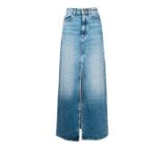 Icon Denim Blå Jeanskjol Blue, Dam