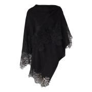 Ermanno Scervino Svart Cashmere Wrap Jacka Black, Dam