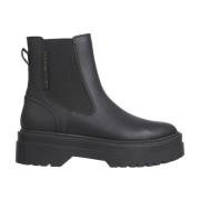 Tommy Hilfiger Svarta gummerade Chelsea ankelboots Black, Dam