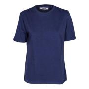 Mauro Grifoni Dam bomull T-shirt, rund hals Blue, Dam