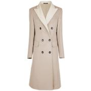 Made in Italia Beige Virgin Wool Jacket Coat Beige, Dam