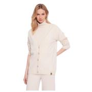 Gaudi Stilren Stickad Cardigan Sweater Beige, Dam