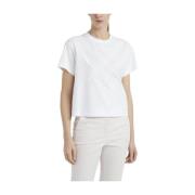 Peserico Bomullsjersey T-shirt med brodyr White, Dam