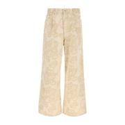 Kenzo Broderade Wide-Leg Denim Jeans Beige, Herr