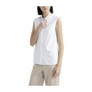 Peserico Stretch bomullsjersey och poplin topp White, Dam