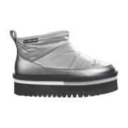 Tommy Jeans Silver Flatform Ankelboots för Kvinnor Gray, Dam