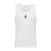 JW Anderson Vit Logotyp Tank Top Ribbad Design White, Herr