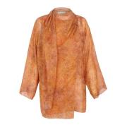 Cortana Lara, silke wrap blus sora print Orange, Dam