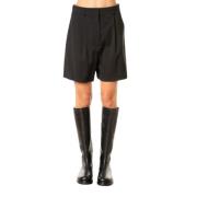 Max Mara Weekend Svarta ullshorts med hakestängning Black, Dam