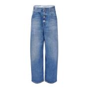 MM6 Maison Margiela Mörkblå Jeans med Knappar Blue, Dam