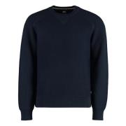 Hugo Boss Räfflad crew-neck tröja i bomullsblandning Blue, Herr