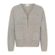 Kaffe Grå Melange Cardigan Tröja Beige, Dam