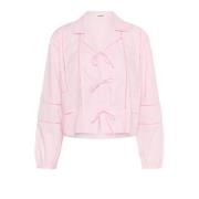 Soaked in Luxury Feminin Skjortblus med Slips Fram Pink, Dam