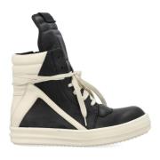 Rick Owens Svarta Höga Sneakers med Dragkedja Black, Dam