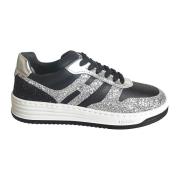 Hogan Glitter Sneakers i Slät Läder Black, Dam