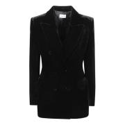 P.a.r.o.s.h. Sammet Svart Blazer Dubbelknäppt Black, Dam