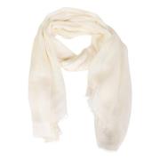 Faliero Sarti Vit Beige Linne Siden Scarf White, Dam